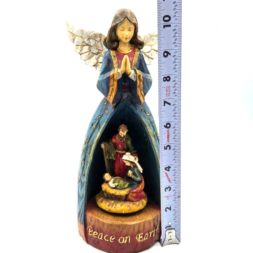 Christmas Angel Music Box Nativity Rotates When Hark The Herald Music Plays